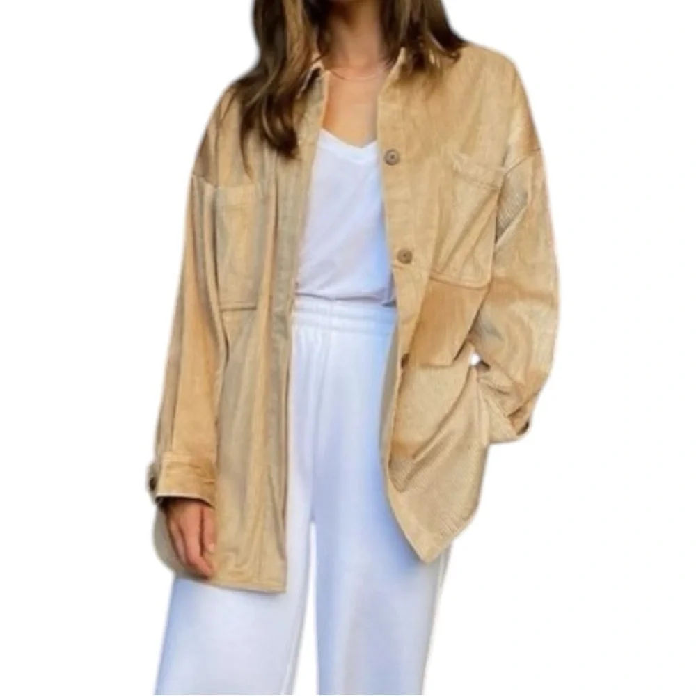 Aritzia The Group Babaton Oversized Brown/Tan Corduroy Jacket Womens Size XS - Picture 3 of 13